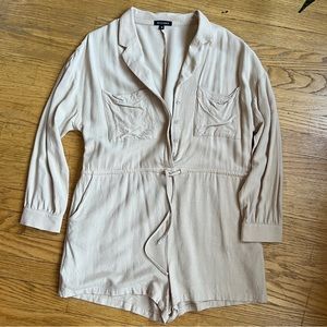 William B Tan Linen Romper